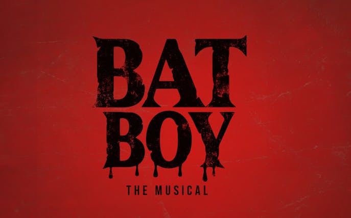 Bat Boy The Musical logo on red background