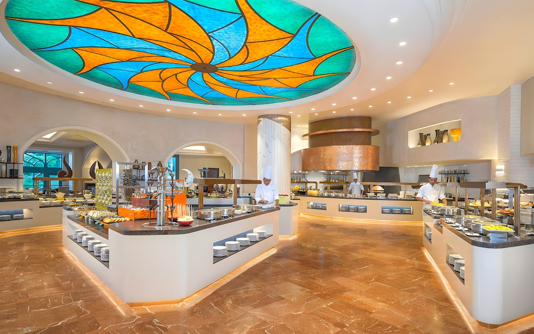 Buffet area with chefs at Kaleidoscope, Atlantis Dubai.