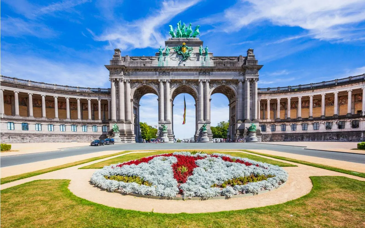 Triumphal Arch at Cinquantenaire Park, Brussels, part of the Dutchman's Gold Treasure Hunt tour.