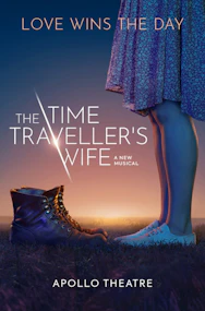 The Time Traveller's Wife The Musical poster with clock motifs and couple embracing.