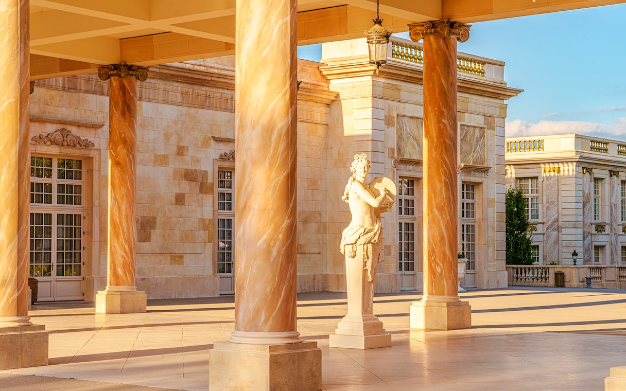 Statue and columns at Puy du Fou, France.