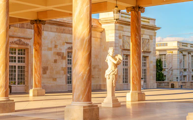 Statue and columns at Puy du Fou, France.