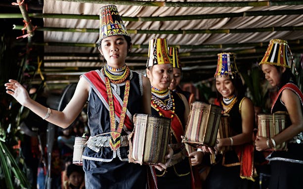Traditional dance performance at Annah Rais Longhouse, Sarawak, Malaysia.