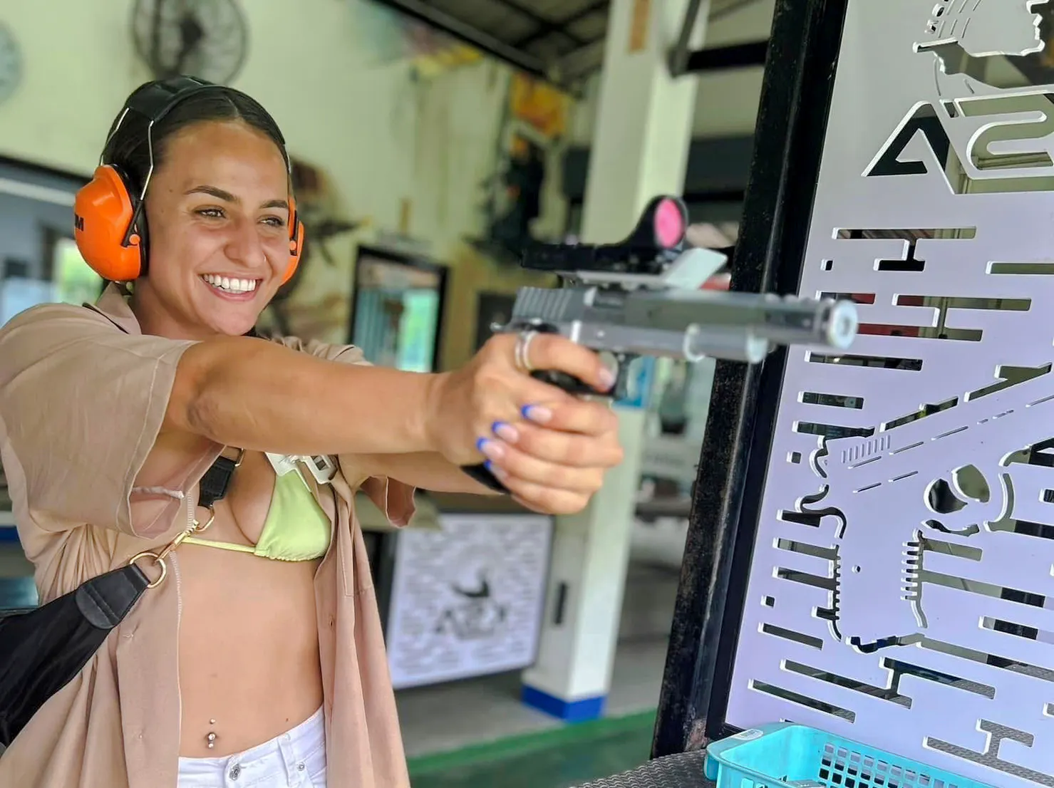 Person enjoying BB gun shooting at Krabi ATV Adventure, Krabi.