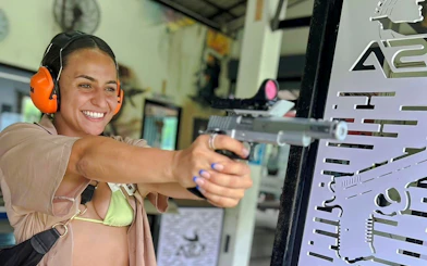 Person enjoying BB gun shooting at Krabi ATV Adventure, Krabi.