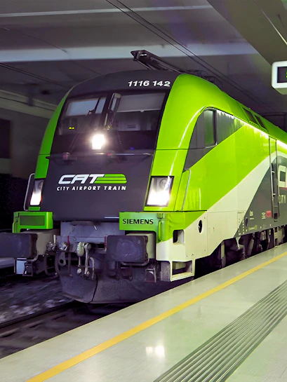 City Airport Train at station platform, Vienna, Austria.