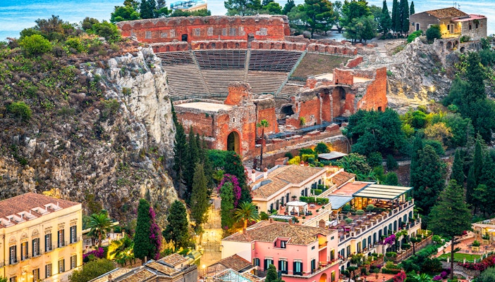 Aerial view of Taormina, Sicily