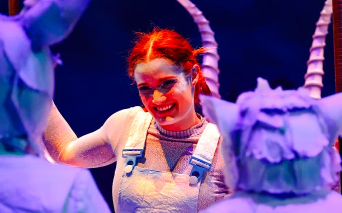 Performer smiling during Cirque Du Soleil ECHO show.