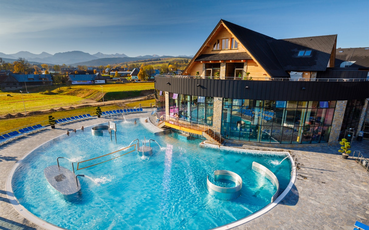 Thermal spa with mountain views in Zakopane, Poland, part of a full-day trip from Krakow.