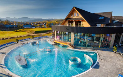 Thermal spa with mountain views in Zakopane, Poland, part of a full-day trip from Krakow.