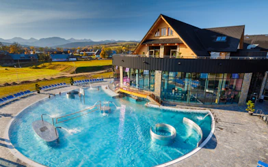 Thermal spa with mountain views in Zakopane, Poland, part of a full-day trip from Krakow.