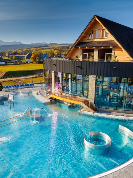 Thermal spa with mountain views in Zakopane, Poland, part of a full-day trip from Krakow.