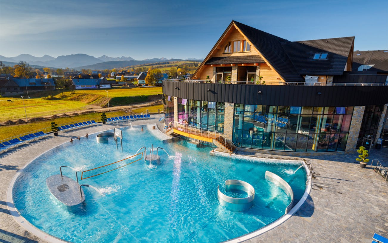 Thermal spa with mountain views in Zakopane, Poland, part of a full-day trip from Krakow.