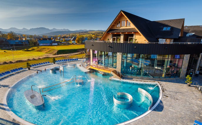 Thermal spa with mountain views in Zakopane, Poland, part of a full-day trip from Krakow.