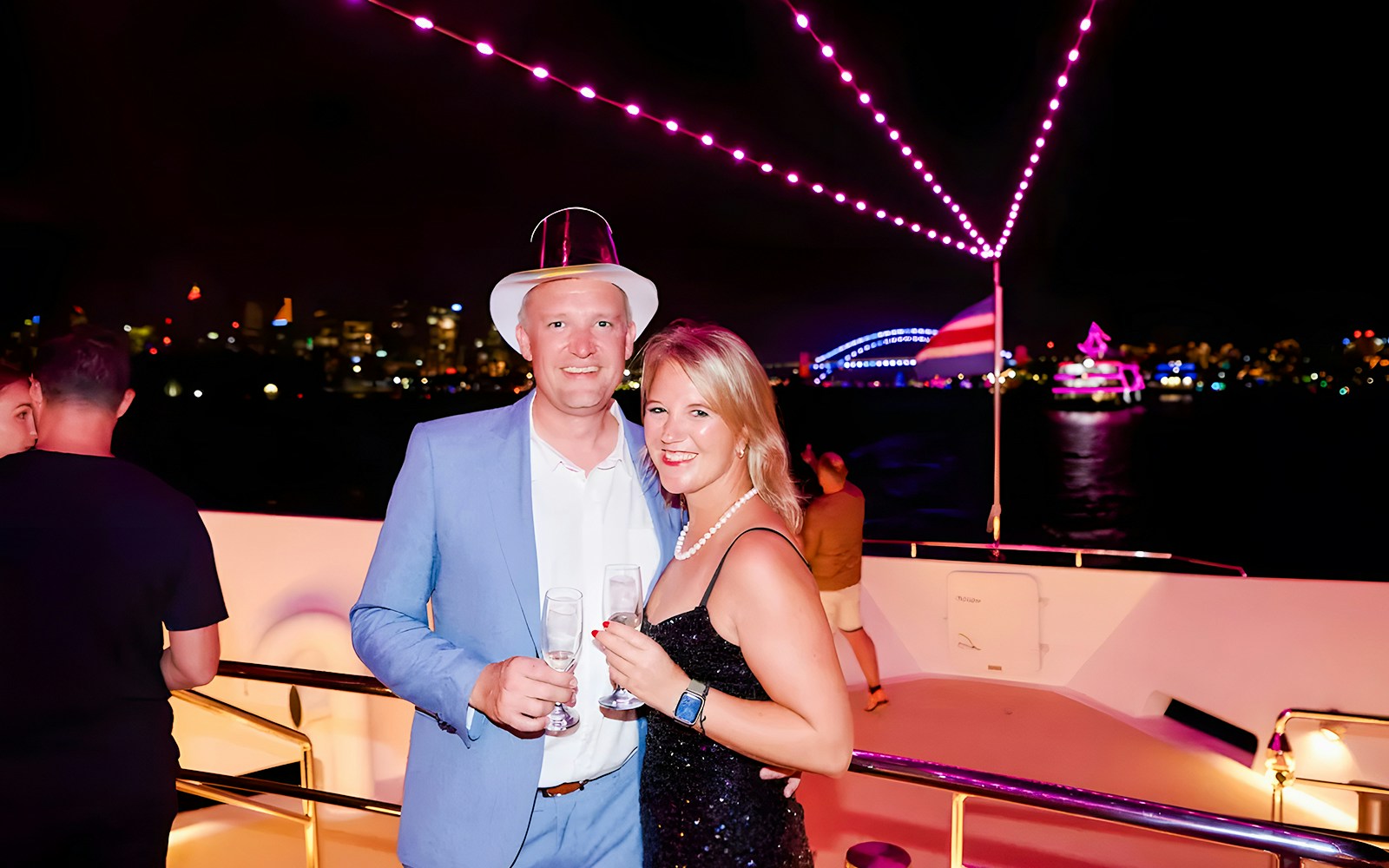 Guests enjoying the New Year's Eve Cruise in Sydney with DJ & Fireworks