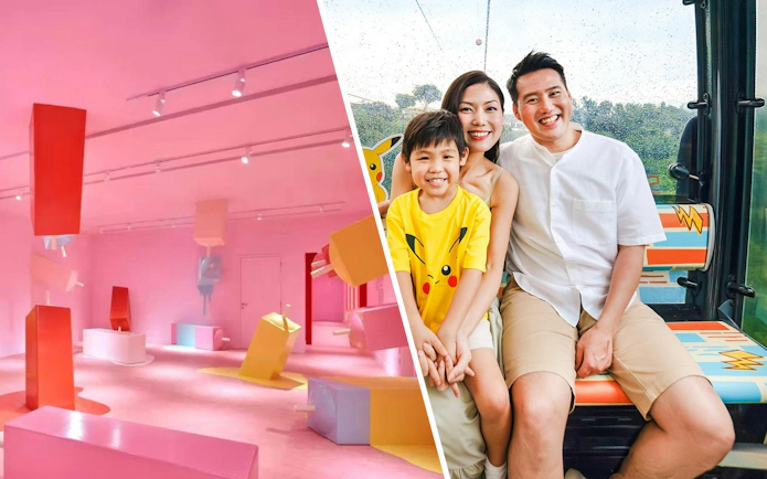 Interactive pink room with oversized ice cream bars at Museum of Ice Cream Singapore.