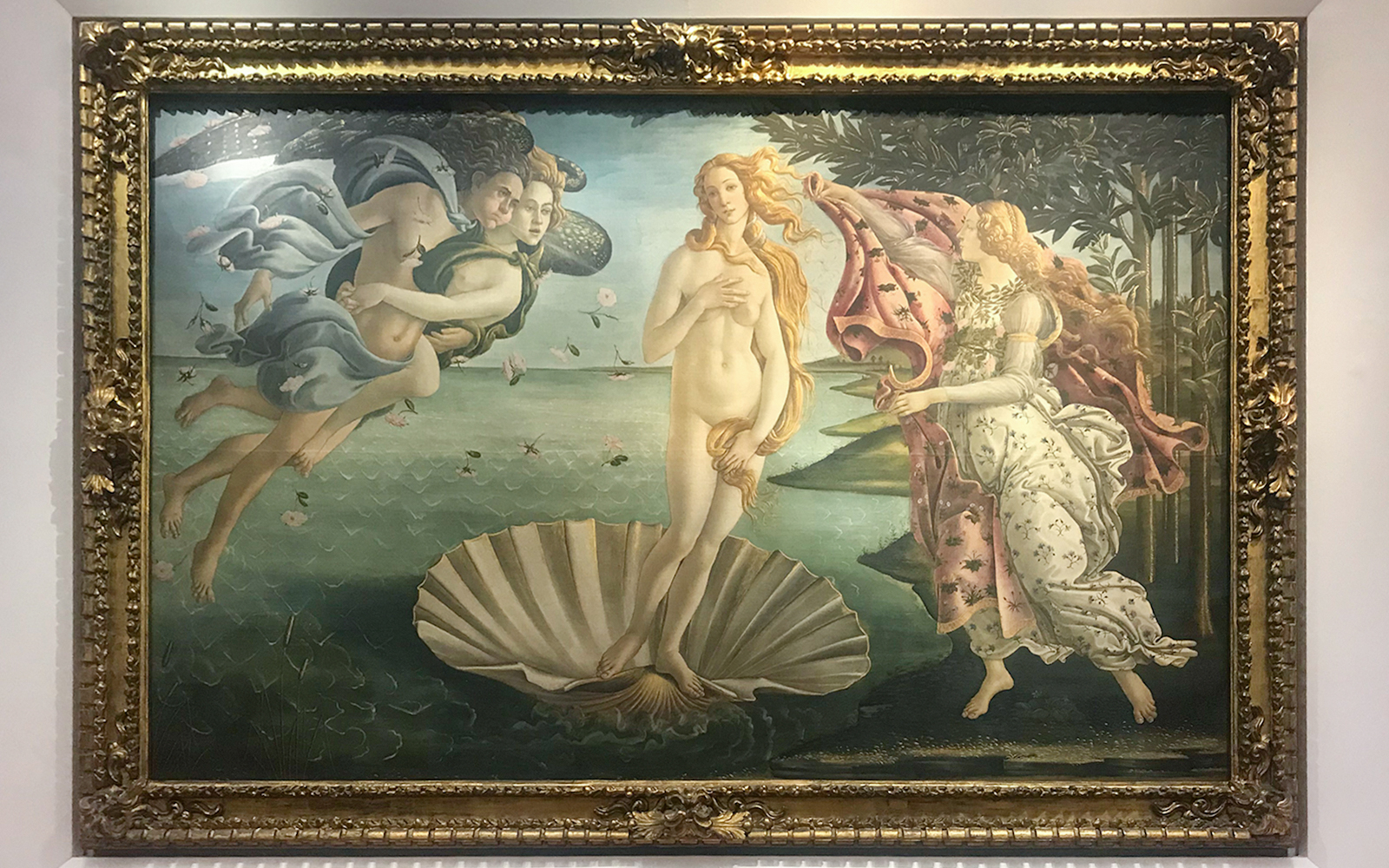 Sandro Botticelli's "Birth of Venus" painting displayed at Uffizi Gallery, Florence.