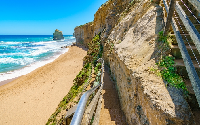 Gibson Steps leading to beach along Great Ocean Road, Australia.