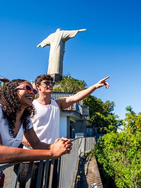 Guests enjoying the view at Christ the Redeemer statue, Rio de Janeiro.