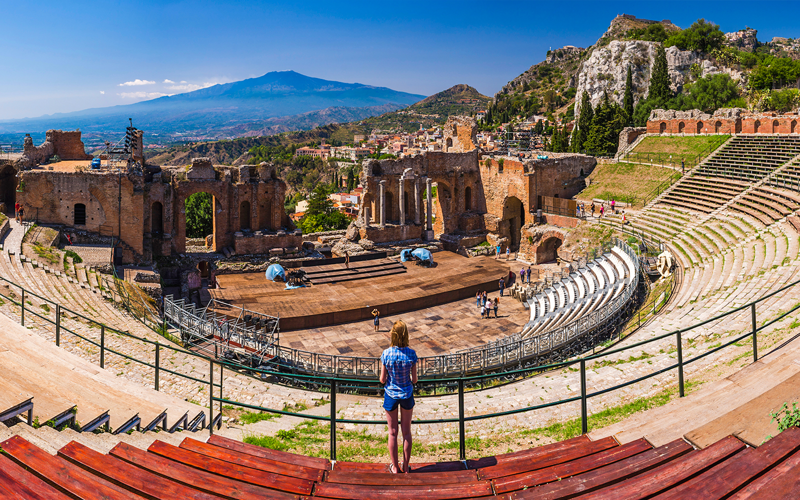 Woman standing at Taromina Greek Theatre