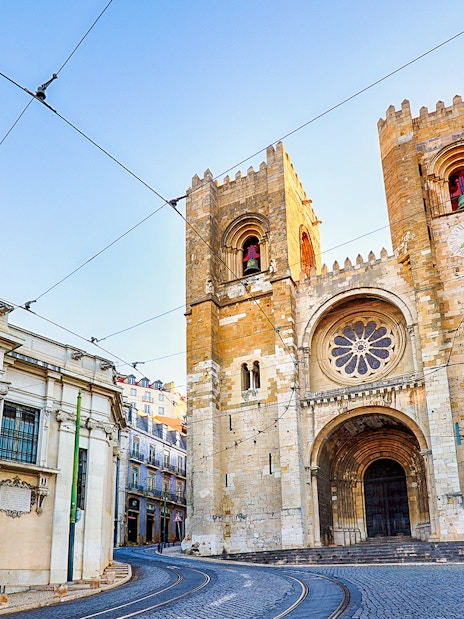 Lisbon Cathedral on a sunny day, part of the Lisbon Hills Electric Bike Guided Tour.