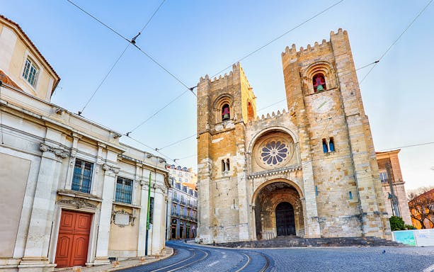 Lisbon Cathedral on a sunny day, part of the Lisbon Hills Electric Bike Guided Tour.