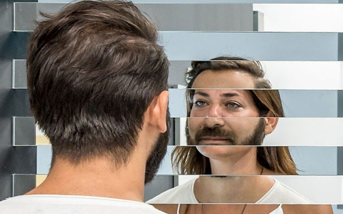 Reflection illusion at Museum of Illusions, Athens.