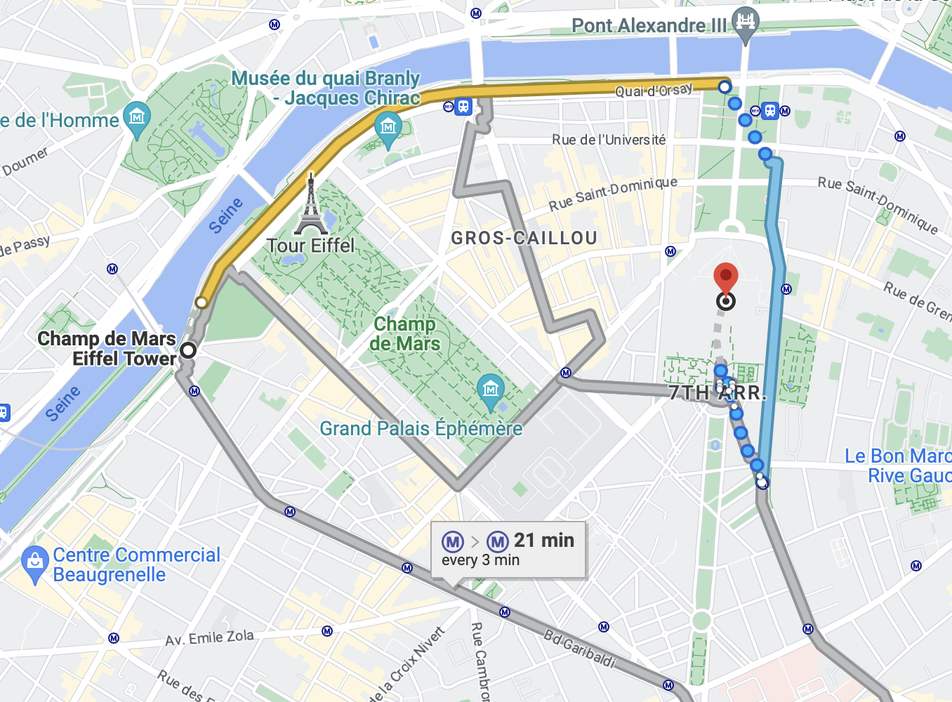 Getting to Les Invalides via Train