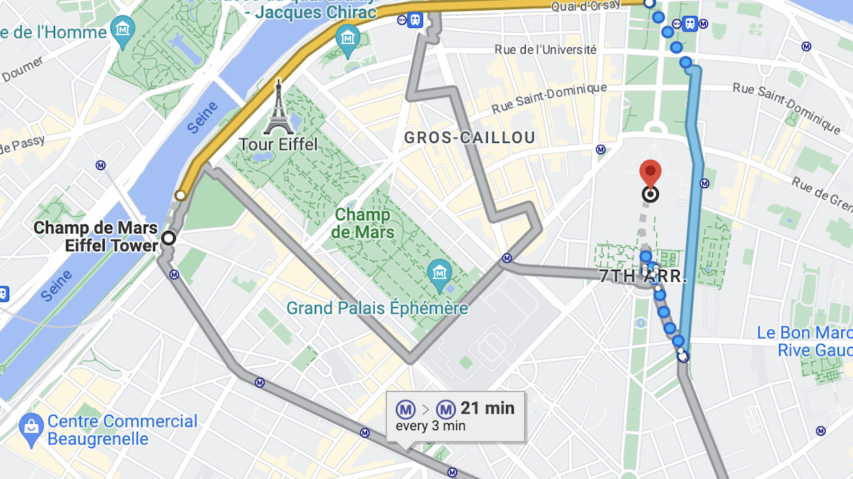 Getting to Les Invalides via Train