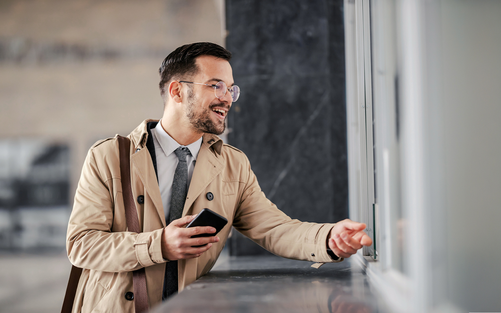 Man at ticket counter