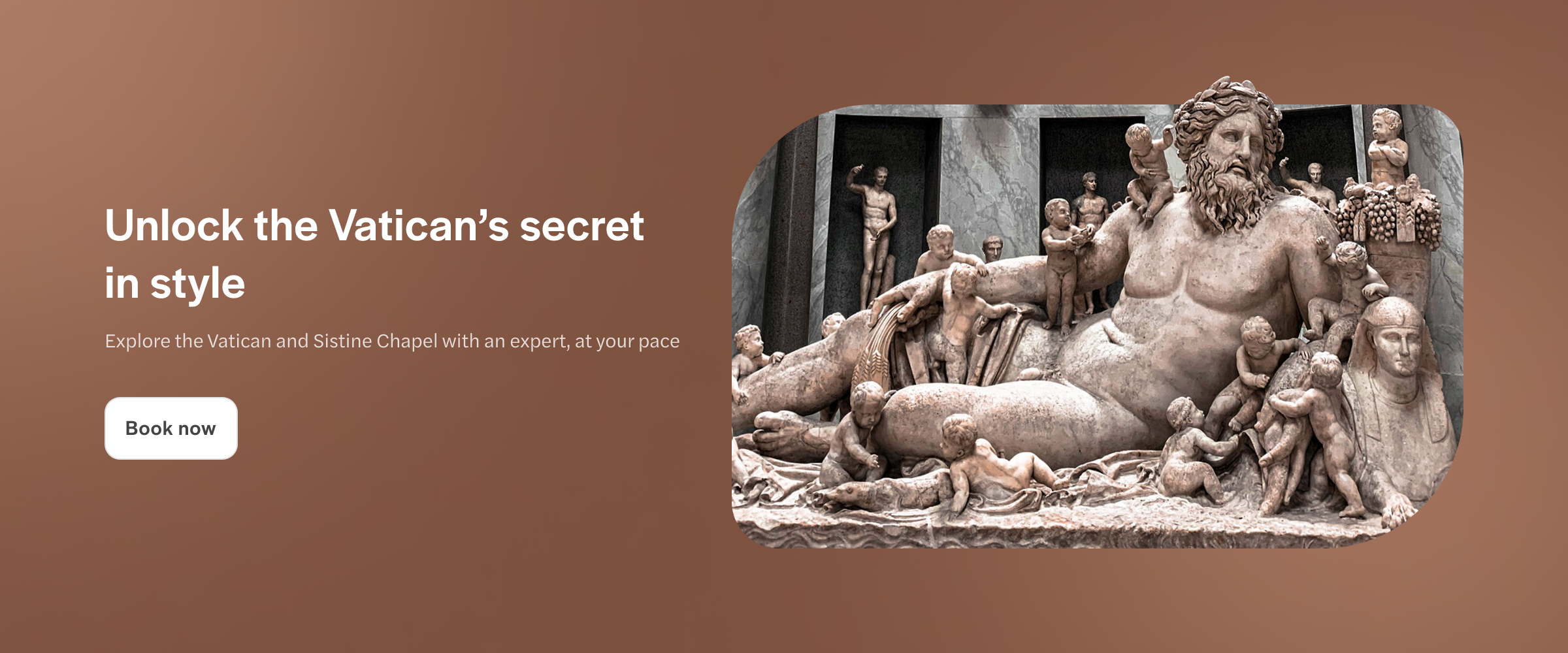 Vatican statue with figures, Rome, Italy.