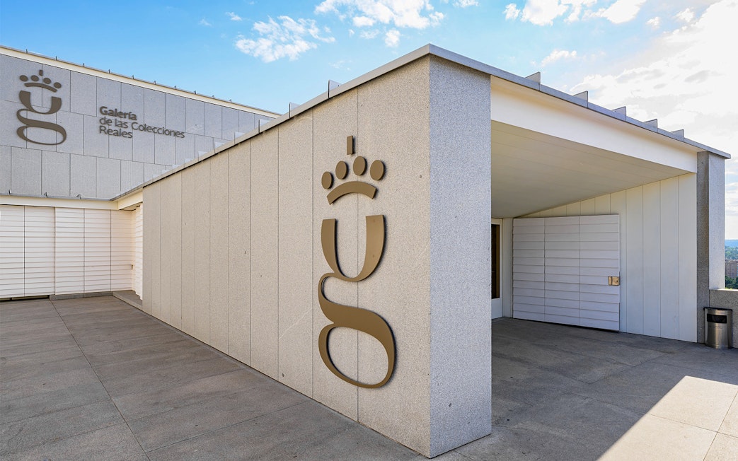 Royal Collections Gallery entrance in Madrid with modern architecture.