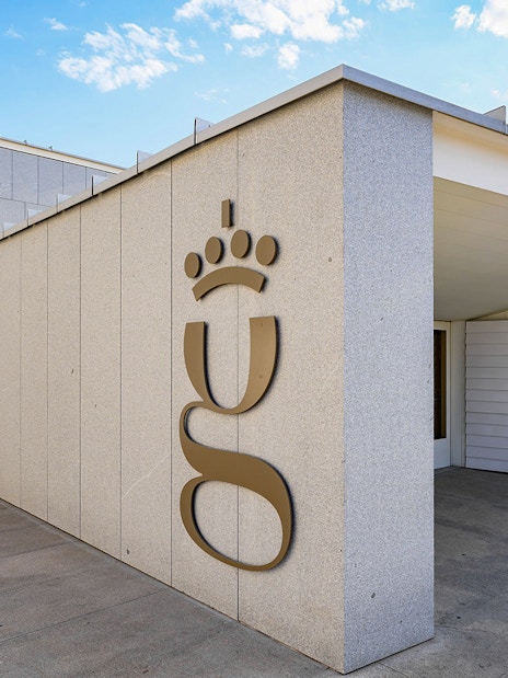 Royal Collections Gallery entrance in Madrid with modern architecture.