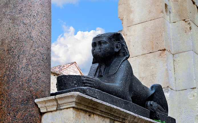 Egyptian sphinx statue at Diocletian’s Palace, Split, Croatia.