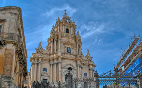 Baroque cathedral in Ragusa, Italy, viewed during a minivan tour from Siracusa.