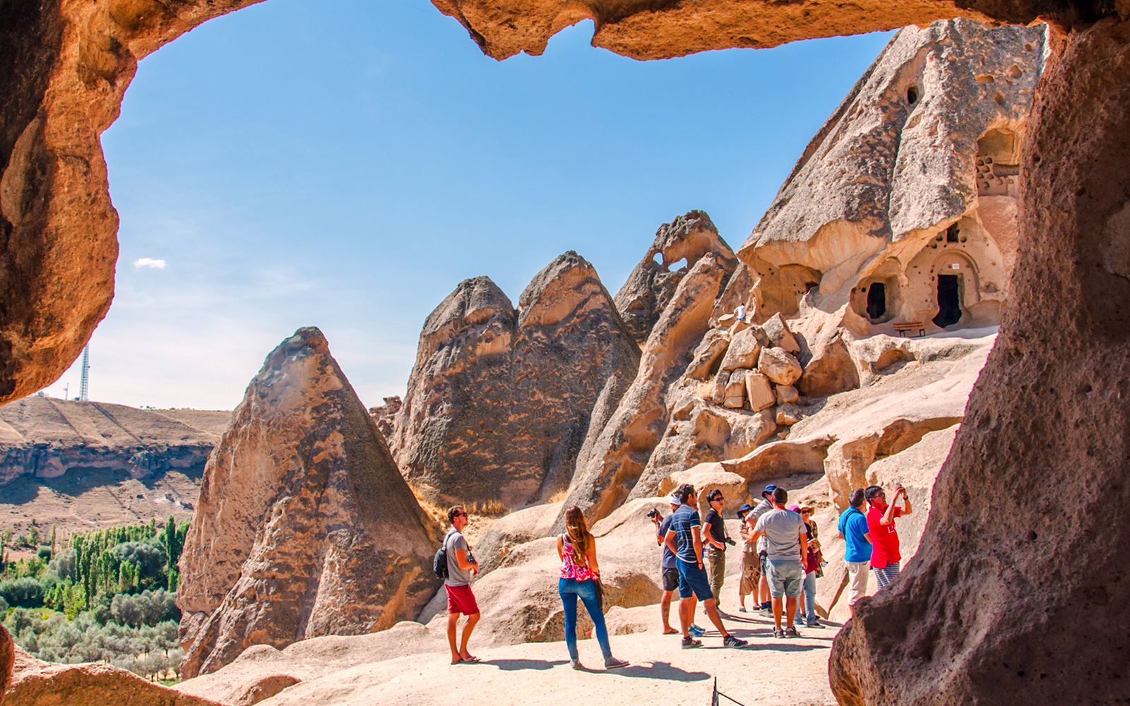 Guests exploring Fairy Chimneys in Cappadocia, Turkey.