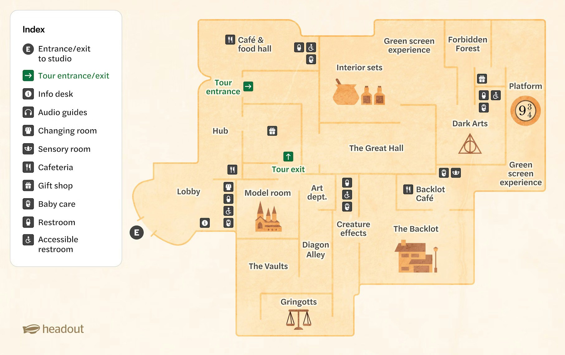 harry potter studio tour map