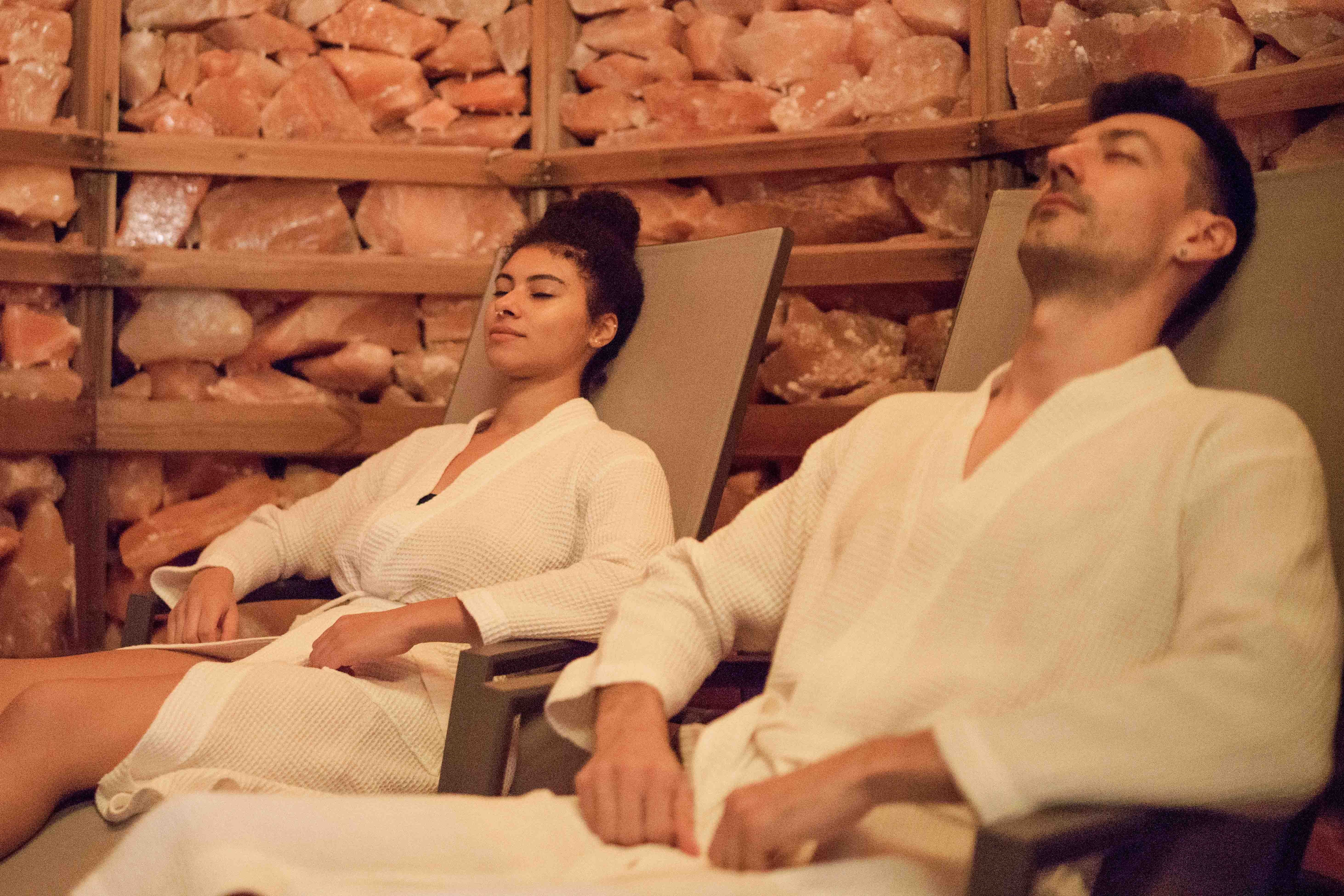 Salt inhalation steam room at Szechenyi Thermal Spa, Budapest.