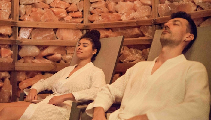 Salt inhalation steam room at Szechenyi Thermal Spa, Budapest.