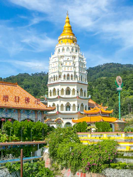 Kek Lok Si Temple in Penang with its iconic pagoda and lush surroundings.