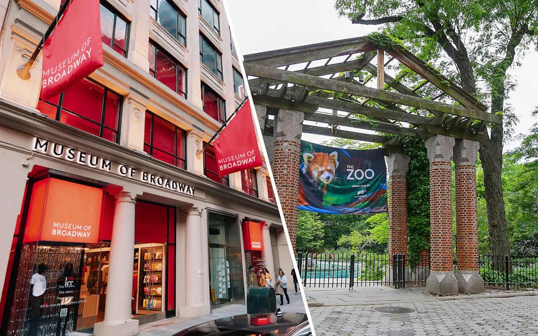 Museum of Broadway entrance and Central Park Zoo entrance in New York City.