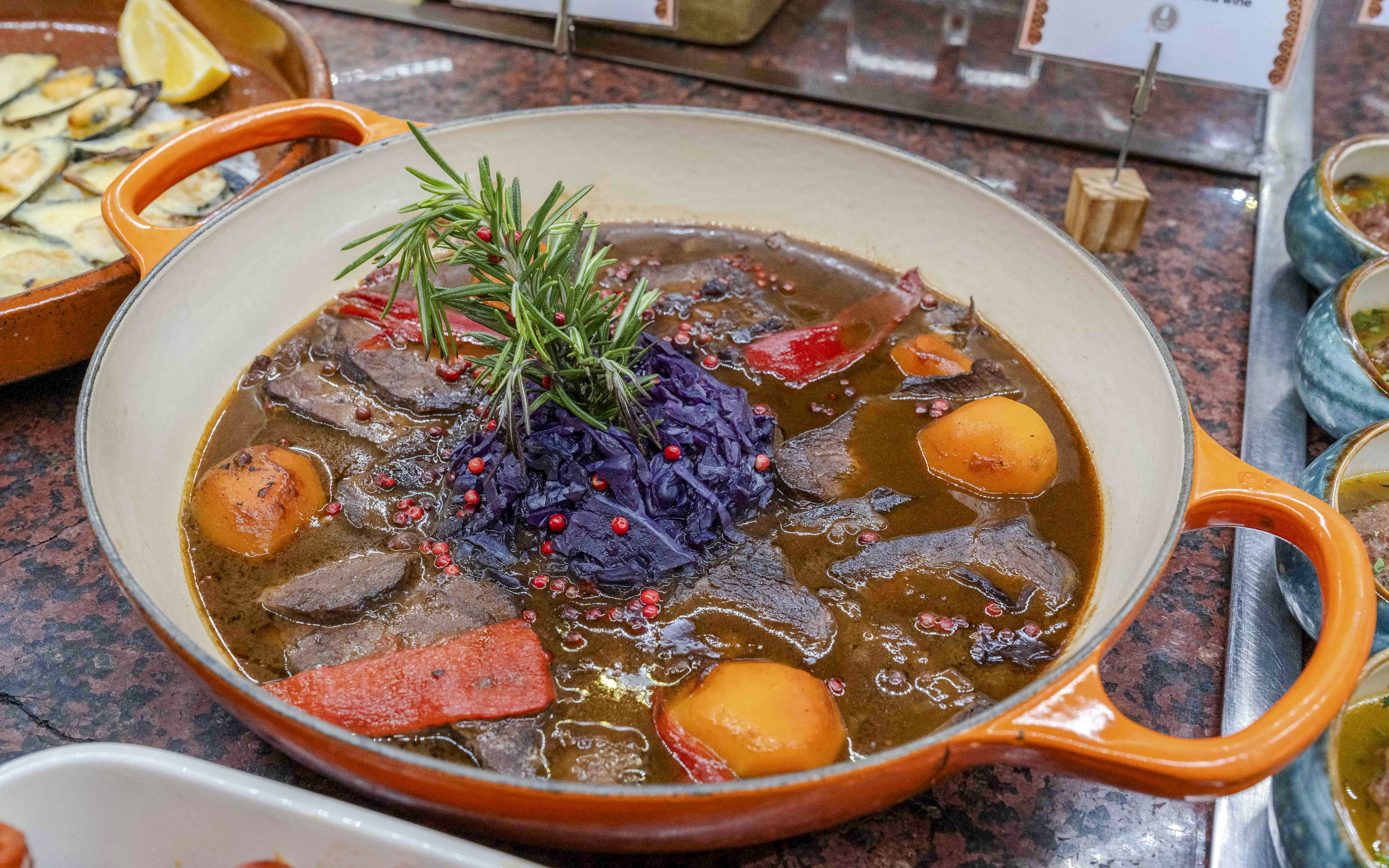 Stew with vegetables and herbs served at Tablao Cordobes.