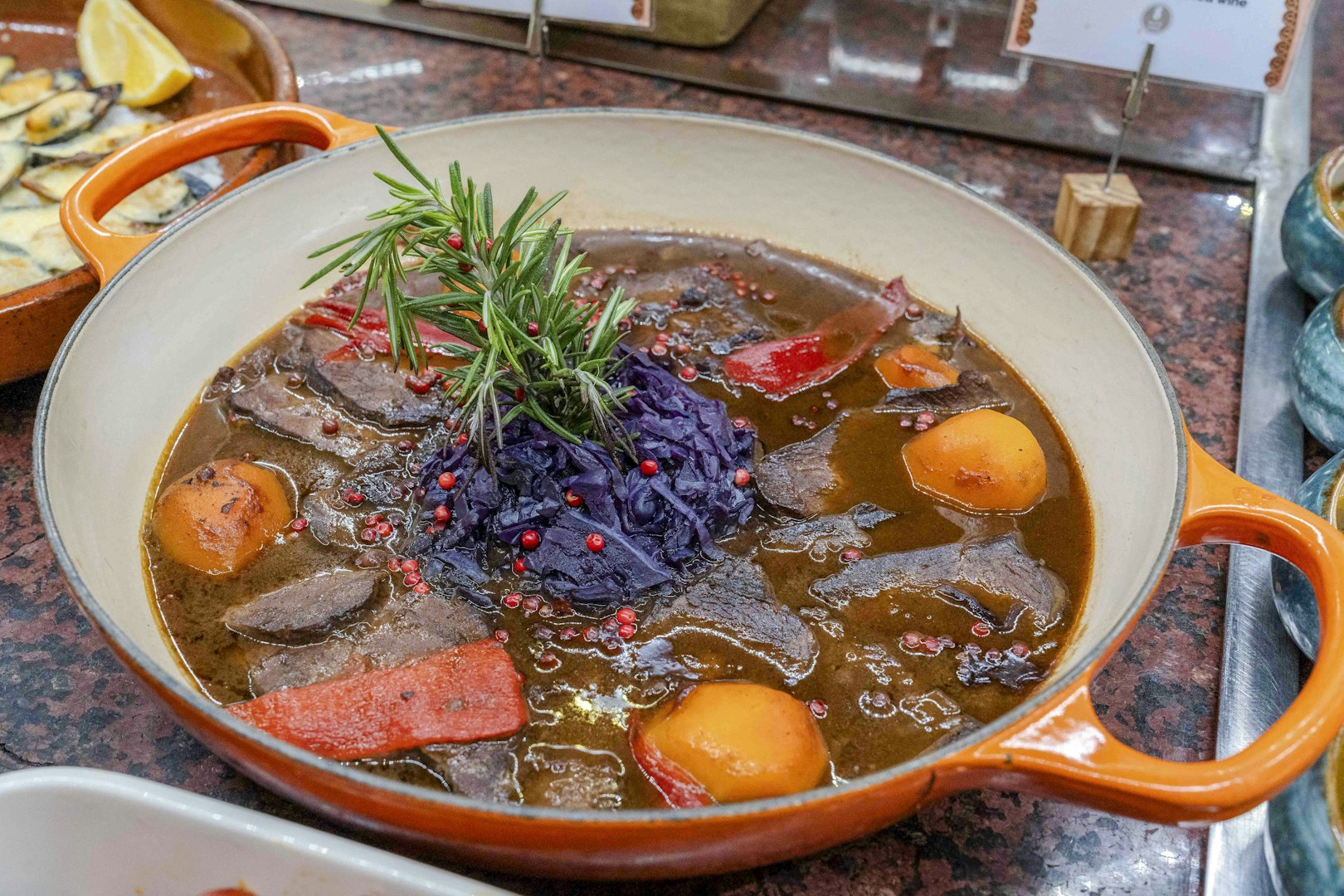 Stew with vegetables and herbs served at Tablao Cordobes.