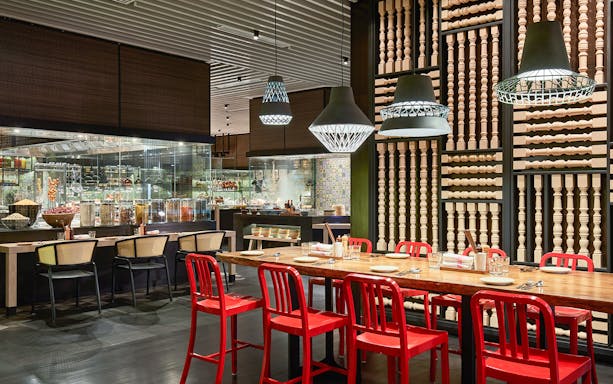 Dining area setup for Le Méridien Petaling Jaya's Seafood Night Dinner Buffet.
