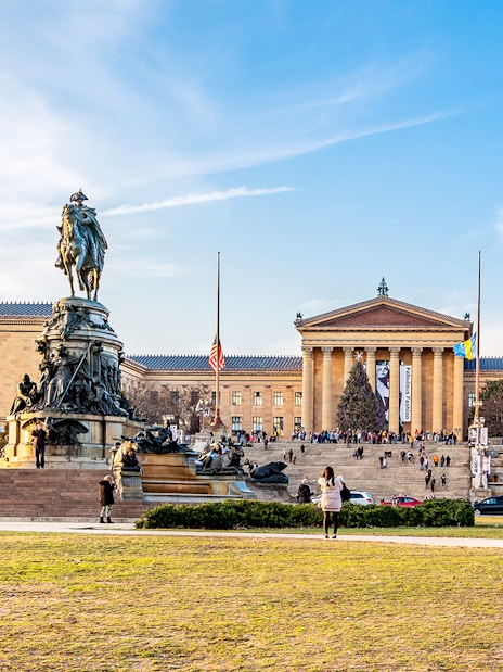 Equestrian statue in front of Philadelphia Museum of Art.