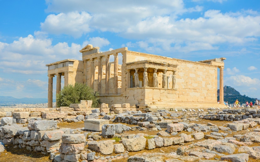 Erechtheion temple with Caryatids on the Acropolis in Athens, Greece.
