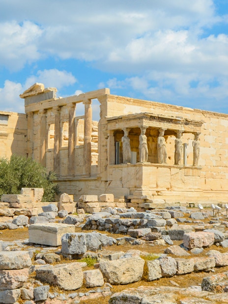 Erechtheion temple with Caryatids on the Acropolis in Athens, Greece.