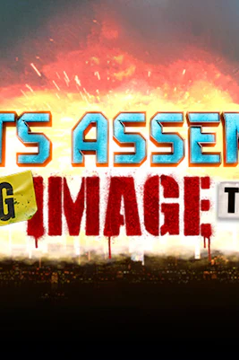 Idiots Assemble: Spitting Image the Musical logo with explosive background.