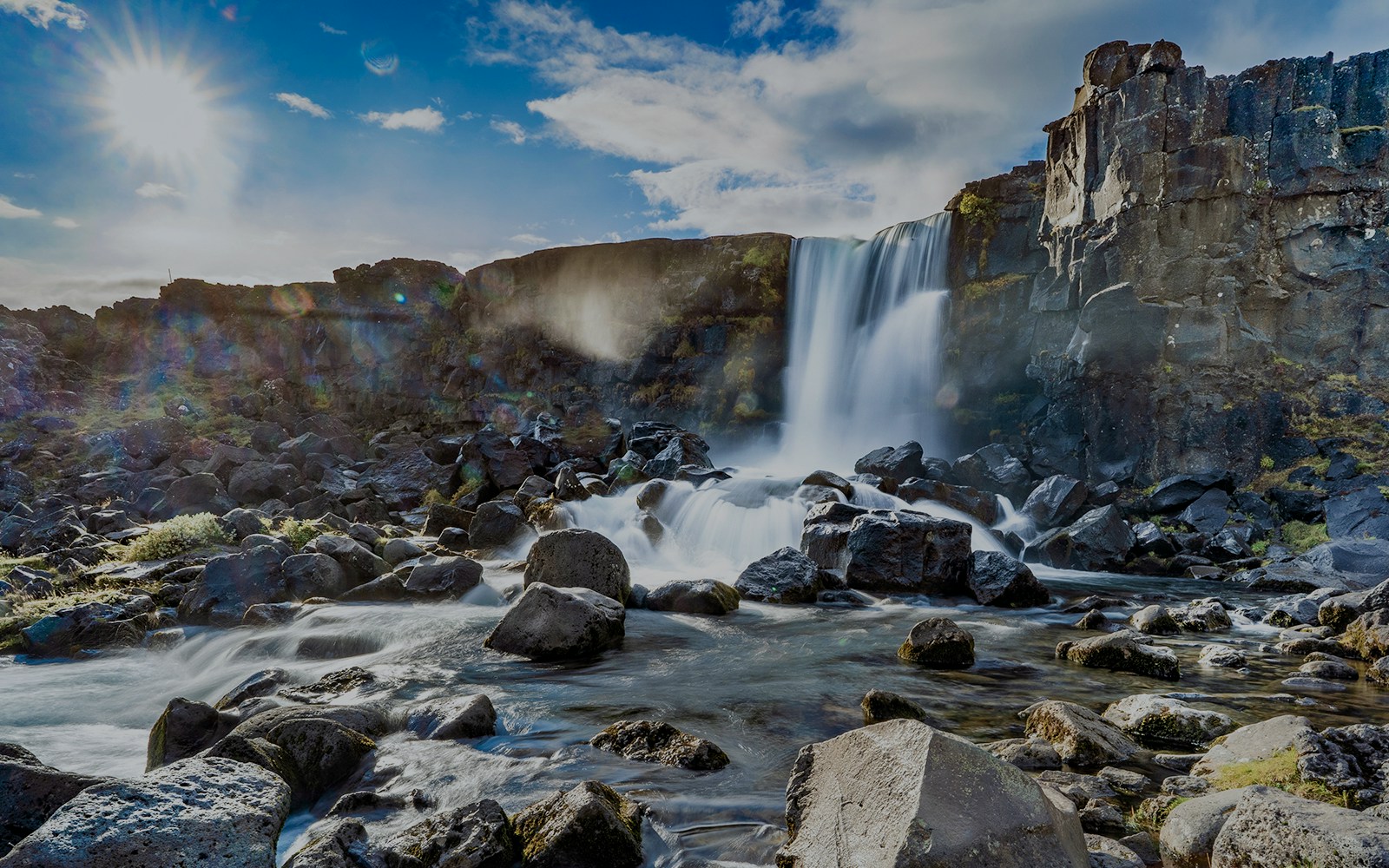Öxarárfoss waterfall in Þingvellir National Park, Iceland.
