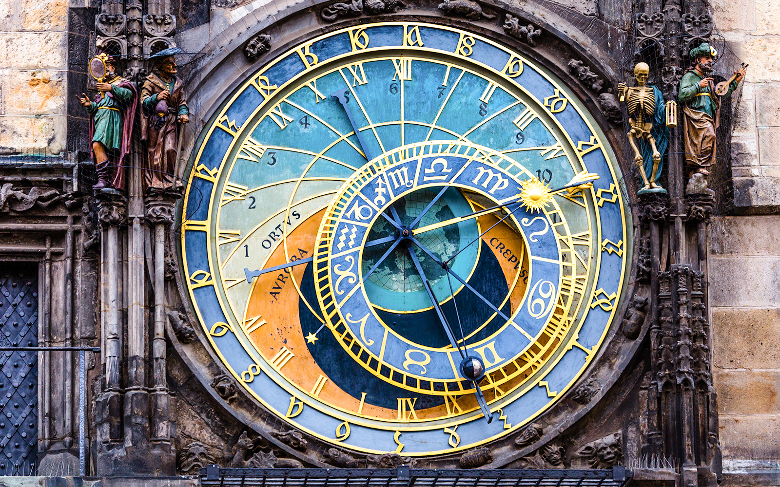 Detail of the Clock Dial at Prague Astronomical Clock in the Old Town,Prague